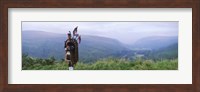 Bagpiper at Loch Broom in Scottish highlands, Ross and Cromarty, Scotland Fine Art Print