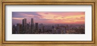 High angle view of a city at sunset, Singapore City, Singapore Fine Art Print