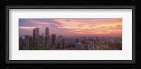 High angle view of a city at sunset, Singapore City, Singapore Fine Art Print