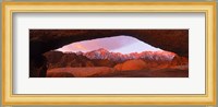 Rock formations with mountains in the background, Mt Whitney, Lone Pine Peak, California, USA Fine Art Print