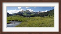 Man fly-fishing in Slate River, Crested Butte, Gunnison County, Colorado, USA Fine Art Print