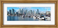 Boats at marina with Vancouver skylines in the background, False Creek, British Columbia, Canada Fine Art Print