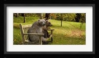Bears sitting on a bench Fine Art Print