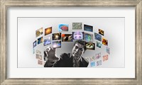 Man surrounded by imagery Fine Art Print
