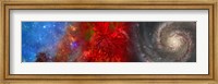 Hubble galaxy with red maple foliage Fine Art Print