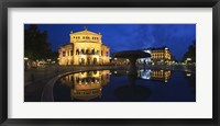 Alte Oper reflecting in Lucae Fountain, Frankfurt, Hesse, Germany Fine Art Print