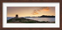 Tower at the seaside, Saracen Tower, Costa del Sud, Sulcis, Sardinia, Italy Fine Art Print