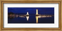 Harbor at Night, Lindau, Lake Constance, Bavaria, Germany Fine Art Print