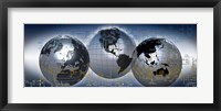 Three globes with electronic diagram Fine Art Print