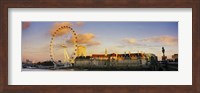 Ferris wheel with buildings at waterfront, Millennium Wheel, London County Hall, Thames River, South Bank, London, England Fine Art Print