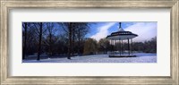 Bandstand in snow, Regents Park, London, England Fine Art Print