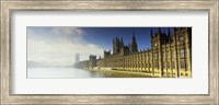 Government building at the waterfront, Houses Of Parliament, Thames River, London, England Fine Art Print