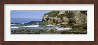 Rock formations on the beach, Whiterocks Beach, Portrush, County Antrim, Northern Ireland Fine Art Print