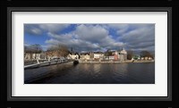 The Millenium Foot Bridge Over the River Lee,St Annes Church Behind, And St Mary's Church (right),Cork City, Ireland Fine Art Print