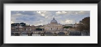 Arch bridge across Tiber River with St. Peter's Basilica in the background, Rome, Lazio, Italy Fine Art Print