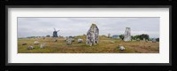Viking burial site and wooden windmill, Gettlinge, Oland, Sweden Fine Art Print