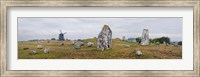 Viking burial site and wooden windmill, Gettlinge, Oland, Sweden Fine Art Print