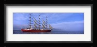 Tall red ship in Baie De Douarnenez, Brittany, France Fine Art Print