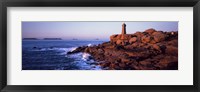 Lighthouse on the coast, Ploumanach Lighthouse, Cote De Granit Rose, Cotes-D'Armor, Brittany, France Fine Art Print