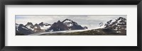 Bay in front of snow covered mountains, Grace Glacier, Salisbury Plain, Bay of Isles, South Georgia Island Fine Art Print