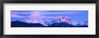Lenticular clouds and pre-dawn light over mountains, Mt Fitzroy, Cerro Torre, Argentine Glaciers National Park, Argentina Fine Art Print