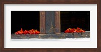 Red chilies drying on window sill, Paro, Bhutan Fine Art Print
