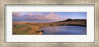 Pond and warm evening light at Sharpitor, Dartmoor, Devon, England Fine Art Print