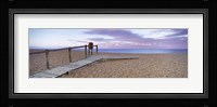 Boardwalk on the beach at dawn, Chesil Beach, Jurassic Coast, Dorset, England Fine Art Print