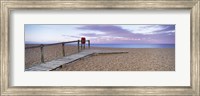 Boardwalk on the beach at dawn, Chesil Beach, Jurassic Coast, Dorset, England Fine Art Print