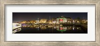 Buildings lit up at night, Inner Harbour, Victoria, British Columbia, Canada 2011 Fine Art Print