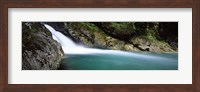 Water falling into a river, Falls Creek, Hollyford River, Fiordland National Park, South Island, New Zealand Fine Art Print