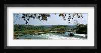 Looking over the top of the Victoria Falls towards the Victoria Falls bridge, Zambia Fine Art Print