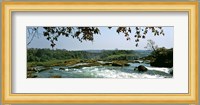 Looking over the top of the Victoria Falls towards the Victoria Falls bridge, Zambia Fine Art Print