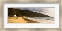 People walking along the Beau Vallon beach, Mahe Island, Seychelles Fine Art Print