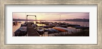 Boats in a lake at sunset, Lake Champlain, Vermont, USA Fine Art Print