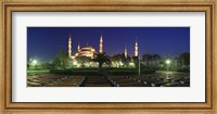Mosque lit up at night, Blue Mosque, Istanbul, Turkey Fine Art Print