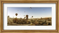 Hot air balloons taking off, Cappadocia, Central Anatolia Region, Turkey Fine Art Print