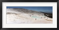 Tourists enjoying the hot springs and travertine pool, Pamukkale, Denizli Province, Turkey Fine Art Print