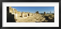 Ruins of Hierapolis at Pamukkale with mountains in the background, Anatolia, Central Anatolia Region, Turkey Fine Art Print