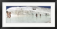 Children enjoying in the hot springs and travertine pool, Pamukkale, Denizli Province, Turkey Fine Art Print