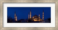 Blue Mosque Lit Up at Night, Istanbul, Turkey Fine Art Print