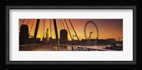 Bridge with ferris wheel, Golden Jubilee Bridge, Thames River, Millennium Wheel, City Of Westminster, London, England Fine Art Print