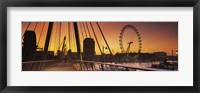 Bridge with ferris wheel, Golden Jubilee Bridge, Thames River, Millennium Wheel, City Of Westminster, London, England Fine Art Print