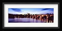 Arch bridge across a river with a cathedral, St. Vitus Cathedral, Hradcany Castle, Vltava river, Prague, Czech Republic Fine Art Print