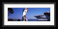 Kiss between sailor and nurse sculpture, Unconditional Surrender, San Diego Aircraft Carrier Museum, San Diego, California, USA Fine Art Print
