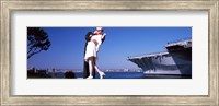 Kiss between sailor and nurse sculpture, Unconditional Surrender, San Diego Aircraft Carrier Museum, San Diego, California, USA Fine Art Print