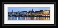 Bridge across a river with a cathedral, Mittlere Rheinbrucke, St. Martin's Church, River Rhine, Basel, Switzerland Fine Art Print