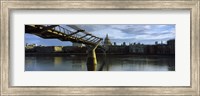 Bridge across a river with a cathedral, London Millennium Footbridge, St. Paul's Cathedral, Thames River, London, England Fine Art Print