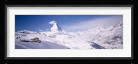 Hotel on a polar landscape, Matterhorn, Zermatt, Switzerland Fine Art Print