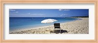 Single Beach Chair And Umbrella On Sand, Saint Martin, French West Indies Fine Art Print